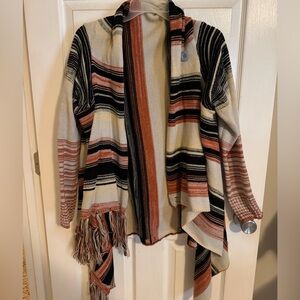 Striped Fringe Cardigan